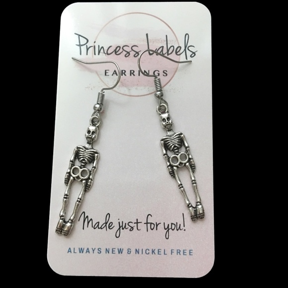 HAND Crafted Earrings Skeleton Punk Goth Fashion Dark - Picture 5 of 7